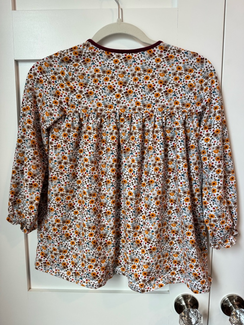 Stitch Fish Girls Floral Long Sleeve Top with Burgundy Trim size 10 - Picture 7 of 8